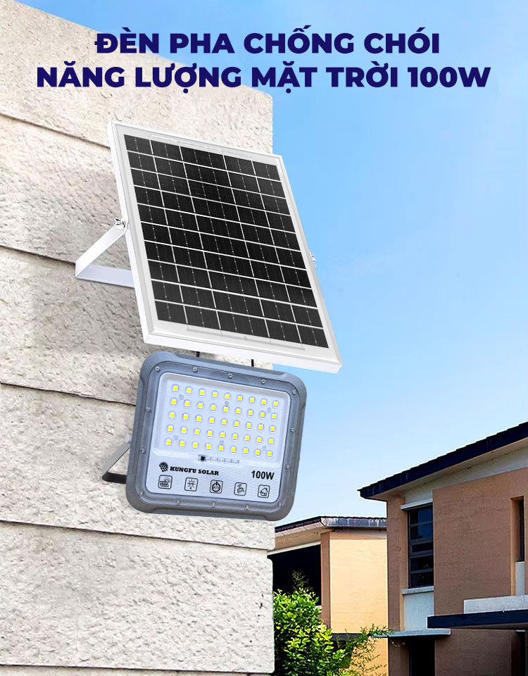 Đèn Pha chống chói Năng Lượng Mặt Trời 100W