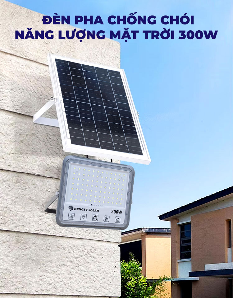 Đèn Pha chống chói Năng Lượng Mặt Trời 300W