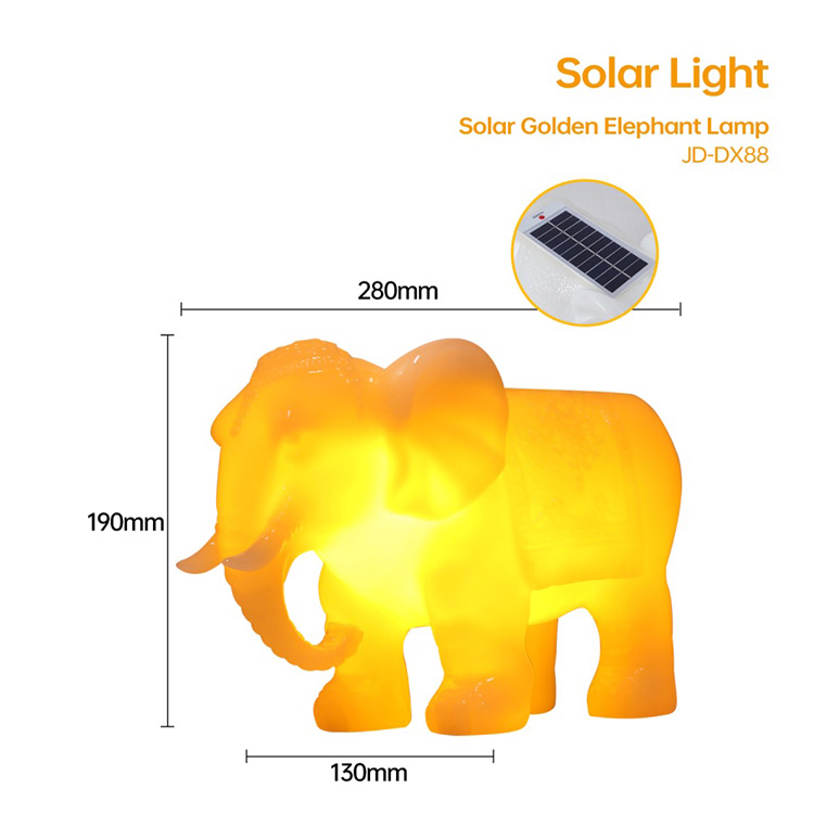 Đèn JD-DX88 - Đèn trụ cổng con voi năng lượng mặt trời trang trí sân vườn