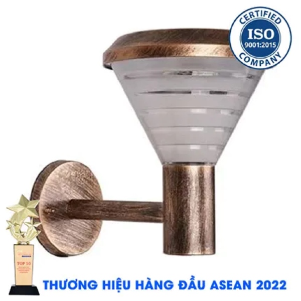 Đèn Solar LED treo tường ngoài trời (dáng tròn màu vàng)