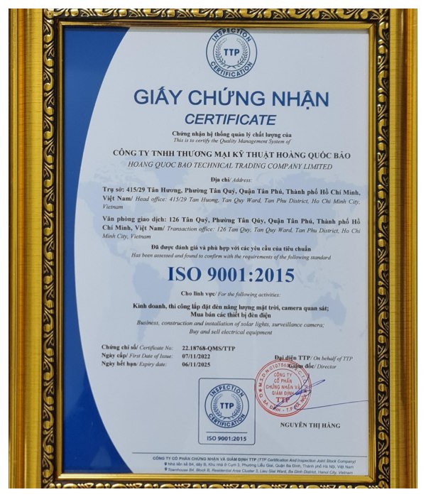 Giấy chứng nhận ISO kiểm định chất lượng sản phẩm