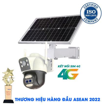 Camera năng lượng mặt trời 4G 2 ống kính tấm pin 40W 20AH