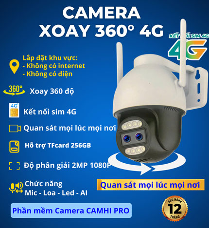 Camera xoay 360° 4G năng lượng mặt trời