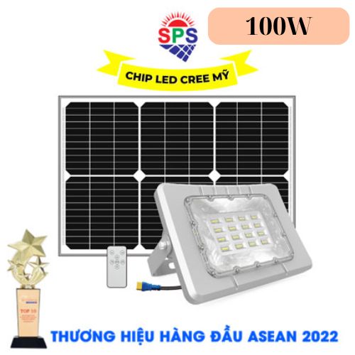 Đèn SPS 100W năng lượng mặt trời thiết kế mới - Bảo hành 3 năm